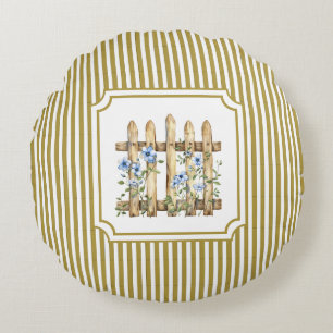Coussins Ronds Jaune Beurre Soleil Floral Rayure
