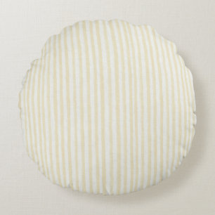 Coussins Ronds Jaune Clair Rayures Blanches Points Baby Shower 