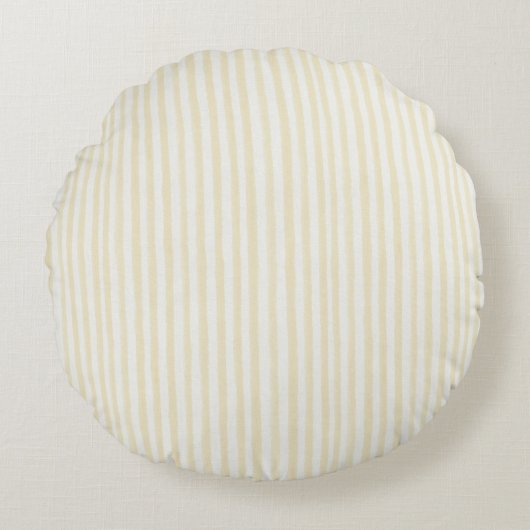 Coussins Ronds Jaune Clair Rayures Blanches Points Baby Shower (Devant)
