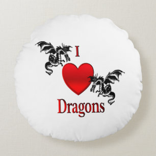 Coussins Ronds Je Coeur Dragons