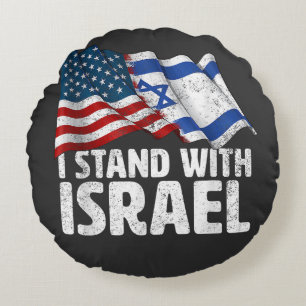 Coussins Ronds Je suis avec Israël Drapeau américain USA