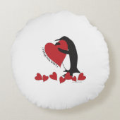 Coussins Ronds Je T'Aime Plus ! Penguin et coeur rouge Valentine (Dos)
