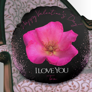 Coussins Ronds Je t'aime - Rose - Saint-Valentin Personnalisé Ten