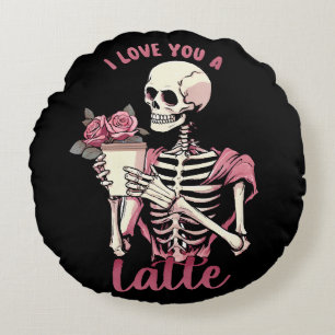 Coussins Ronds Je t'aime un squelette de la Saint-Valentin