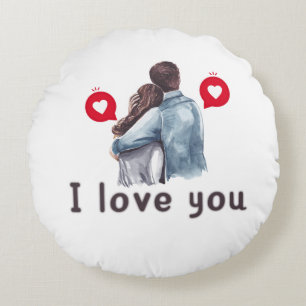 Coussins Ronds Je t'aime valentin tendance conceptions d'ornement