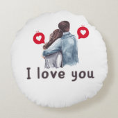 Coussins Ronds Je t'aime valentin tendance conceptions d'ornement (Dos)