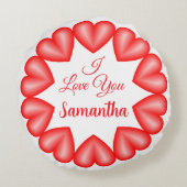 Coussins Ronds Je vous aime 3d coeurs cercle cadre (Dos)