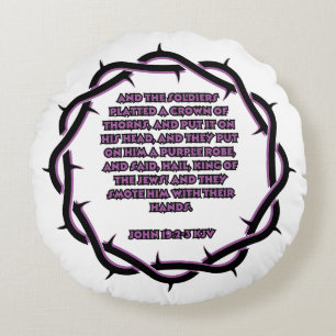 Coussins Ronds Jean 19:2-3 KJV Bible Verse Écriture