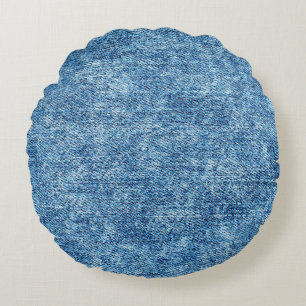Coussins Ronds Jeans en bleu acide. Denim arrière - plan, textur