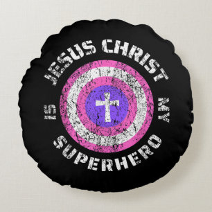 Coussins Ronds Jésus-Christ est mon super-héros Jésus