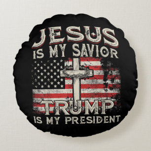 Coussins Ronds Jésus Est Mon Sauveur Trump Est Mon Président Amér