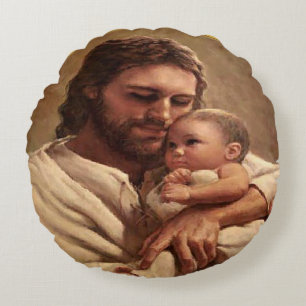 Coussins Ronds Jésus et enfant