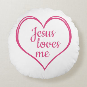 Coussins Ronds JÉSUS M'AIME dans Cœur