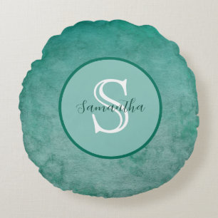 Coussins Ronds Jet d'eau personnalisé en aquarelle vert foncé Mon