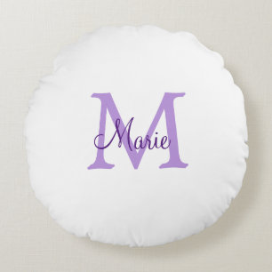 Coussins Ronds jeté simple minimal ajouter nom monogramme rose ro