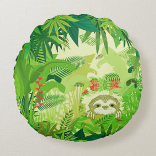 Coussins Ronds Jeter un coup d'oeil à la Sloth Boo Jungle
