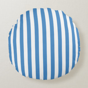 Coussins Ronds Jeu à rayures blanc et bleu