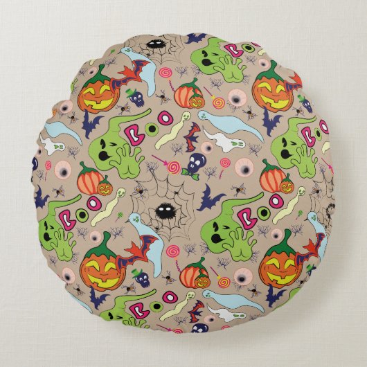 Coussins Ronds Jeu graphique Halloween déplaisant (Devant)