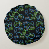 Coussins Ronds Jeu vidéo Neon Blue & Green Motif (Dos)