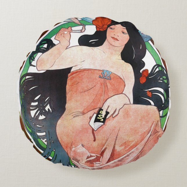 Coussins Ronds JOB, Alphonse Mucha Jetez l'oreiller (Devant)