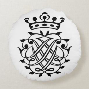 Coussins Ronds Johann Sebastian Bach Crest Monogramme Insignia
