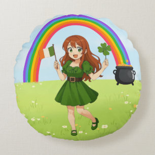 Coussins Ronds Joli anime roux Saint Patrick