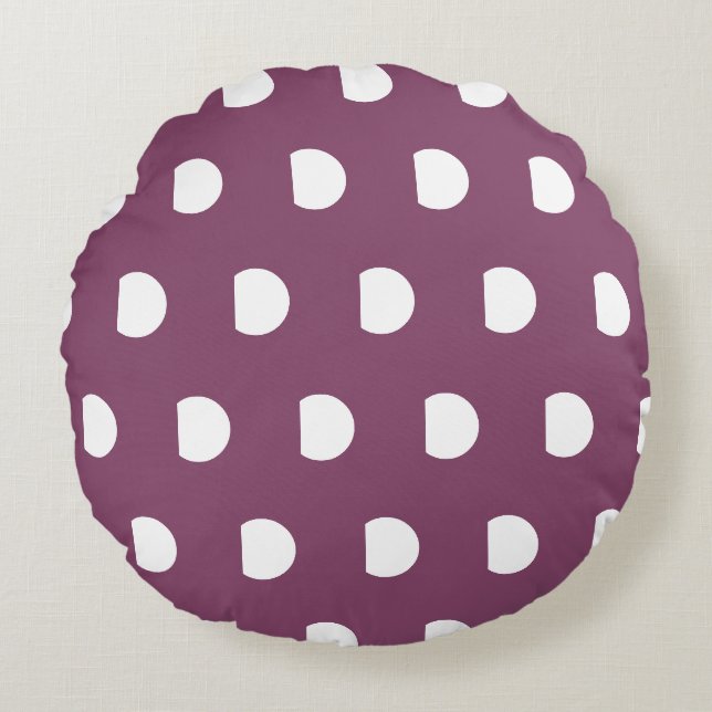 Coussins Ronds Joli Automne Violet Blanc Points       (Devant)