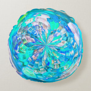 Coussins Ronds Joli bleu turquoise effet Cercle