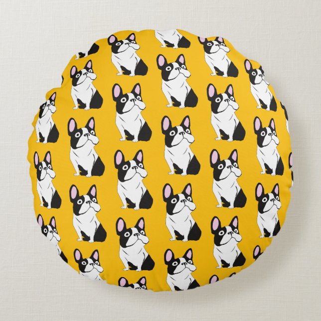 Coussins Ronds Joli chiot, jaune (Devant)