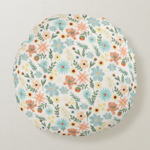 Coussins Ronds Joli design d'emballage floral coloré blanc un peu