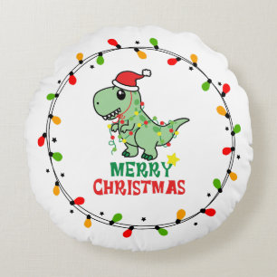 Coussins Ronds Joli Dino Santa Joyeux Noël