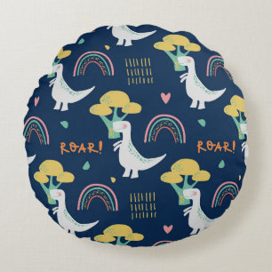 Coussins Ronds Joli dinosaure et motif arc-en-ciel "RUGISSEMENT !