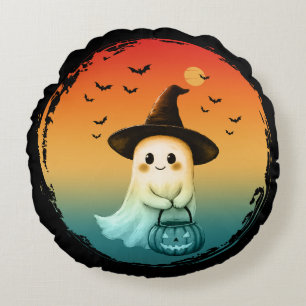 Coussins Ronds joli fantôme halloween citrouille automne saison a