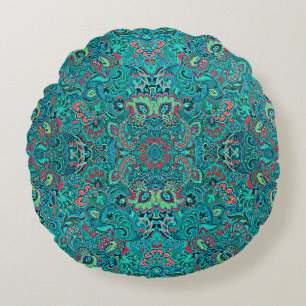Coussins Ronds Joli floral turquoise vintage
