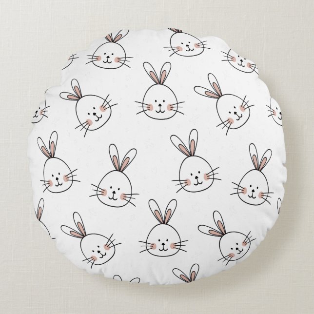 Coussins Ronds Joli lapin blanc de Pâques (Devant)