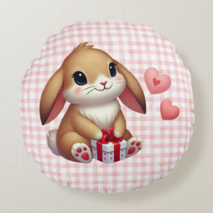 Coussins Ronds Joli lapin de la Saint-Valentin
