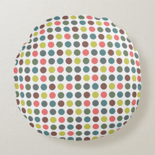 Coussins Ronds Joli les années 70 coloré avec motif pois