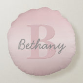 Coussins Ronds Joli Monogramme rose personnalisable et votre nom (Dos)