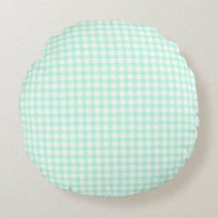 Coussins Ronds Joli motif à carreaux gingham vert de mer rétro