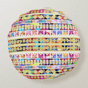 Coussins Ronds Joli motif aztèque tribal coloré