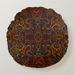 Coussins Ronds Joli motif cachemire vintage marron foncé