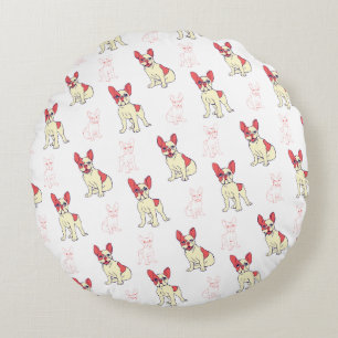 Coussins Ronds Joli motif de Bouledogue français pour amateur de