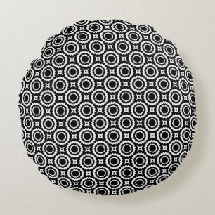 Coussins Ronds Joli motif de cercles en zigzag noir et blanc