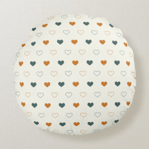 Coussins Ronds Joli motif de cœur simple Orange Crème Vert