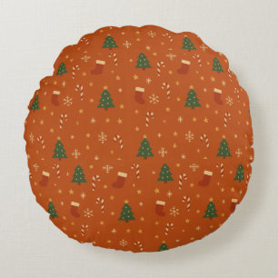 Coussins Ronds Joli motif de Noël – Cannes de bonbons, Arbres