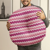 Coussins Ronds Joli motif de tricot rose blanc