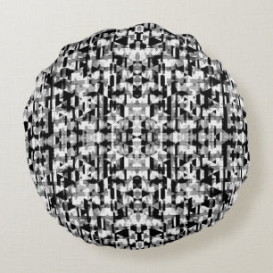 Coussins Ronds Joli motif géométrique noir et blanc