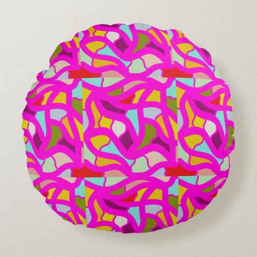 Coussins Ronds Joli motif rose et arc-en-ciel (Devant)