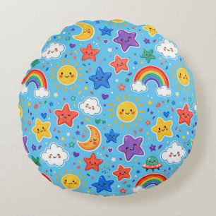 Coussins Ronds Joli motif transparent de l'espace arc-en-ciel