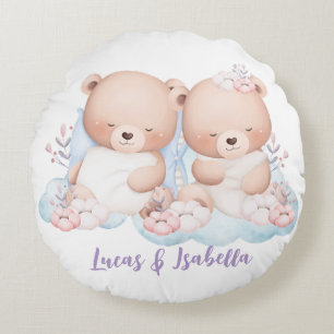 Coussins Ronds Joli ours en peluche jumeau baby shower fête garço